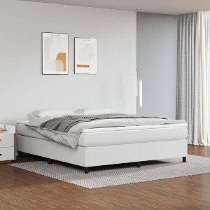 Bed Frame White Faux leather, plywood, engineered wood King - 1 of 4