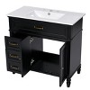 Bathroom Vanity With Ceramic Sink,Storage Cabinet,Bathroom Storage Cabinet With 3 Drawers,Solid Wood Legs And 2 Doors -Maison Boucle - 4 of 4