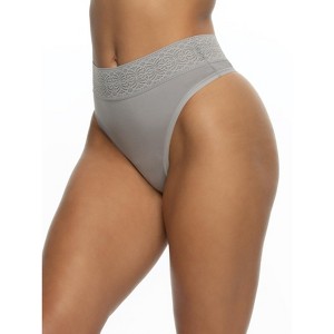 Felina Serene Modal & Lace Thong for Women  Soft, Comfortable Underwear in Gull, Size Medium - 1 of 2