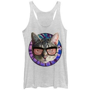 Women's Lost Gods Hypnotic Glasses Cat Racerback Tank Top - 1 of 3