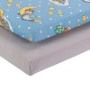 Everyday Kids 2-Pack Pack 'n Play Sheets – 100% Jersey Cotton, Blue & Yellow Precious Moments Designs, Soft Fitted Sheets for Portable or Mini Cribs - 2 of 4