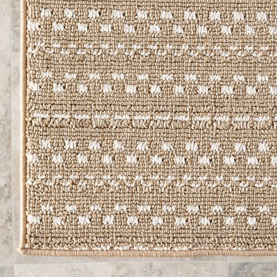 Haylo Neutral Geometric 4' x 6' Synthetic Area Rug