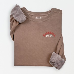 Simply Sage Market Embroidered Baseball Mom Lightweight Garment Dyed Sweatshirt - 1 of 4