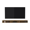 70.9" Wood TV Stand with Three Open Shelves and Slim Profile for Living Room and Bedroom - 2 of 4