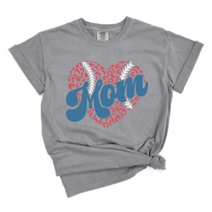 Simply Sage Market Women's Baseball Mom Heart Short Sleeve Garment Dyed Tee - 1 of 4