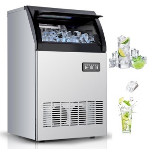 Ice Maker Machine, 120lbs/24hr Stainless Steel Under Counter Ice Machine, 33lbs Storage, Freestanding Ice Maker for Bar,Restaurant,2 Water Inlet Modes - 1 of 4