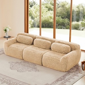 114'' Plush Modular Sectional Sofa with Ottoman, Throw Pillows and Full-Compression Vacuum Packaging - 1 of 4