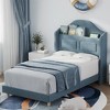 Whizmax Upholstered Twin Bed Frame with Led Lights, Velvet Platform Bed Frame with Wing Back Storage Headboard,Wood Slats Support,No Box Spring Needed - 2 of 4