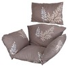 NewHome "Egg Chair Cushion with Headrest – Soft, Thick Hanging Basket Seat Pad for Swing Chair Comfort"  Coffee with Beige Leaf - 3 of 4