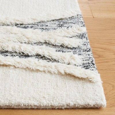 Ivory and Brown Hand-Tufted Wool Shag Area Rug 3' x 5'
