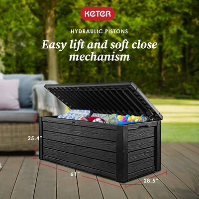Keter Dark Gray 150 Gallon Lockable Plastic Deck Box