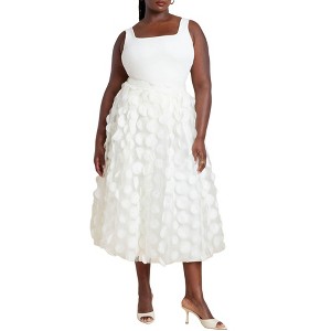 ELOQUII Women's Plus Size Dimensional Dot Full Skirt - 1 of 4