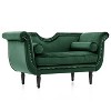 Christopher Knight Home Baird Velvet Bench with Nailhead Trim and Curved Arms, 2 Pillows and Wood Legs - 2 of 4