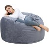 4FT Giant Bean Bag Chair with Filling, Round Bean Bag Sofa for Adults Teens, Big Sofa Bean Bag Chairs Soft Velvet Beanbag for Bedroom - 2 of 4