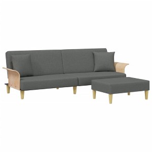 vidaXL Dark Gray Velvet 2-Seater Sofa Bed Set with Adjustable Backrest, Footstool, and Pillows for Living Room/Guest Room - 1 of 4