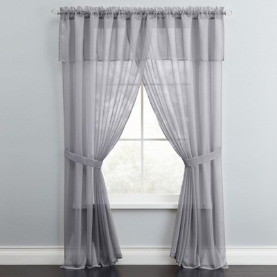 BrylaneHome BH Studio Sheer Voile 5 Piece One-Rod Curtain Set