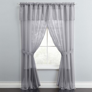 BrylaneHome BH Studio Sheer Voile 5 Piece One-Rod Curtain Set - 1 of 4