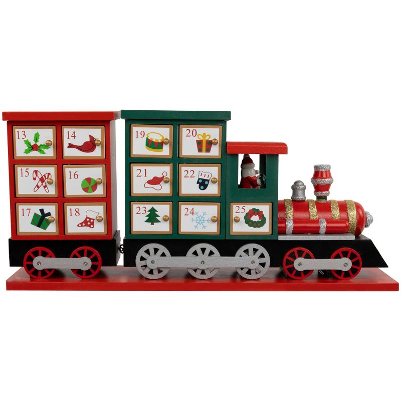 Northlight 16.5" Locomotive Train Wooden Christmas Advent Calendar, 3 of 6