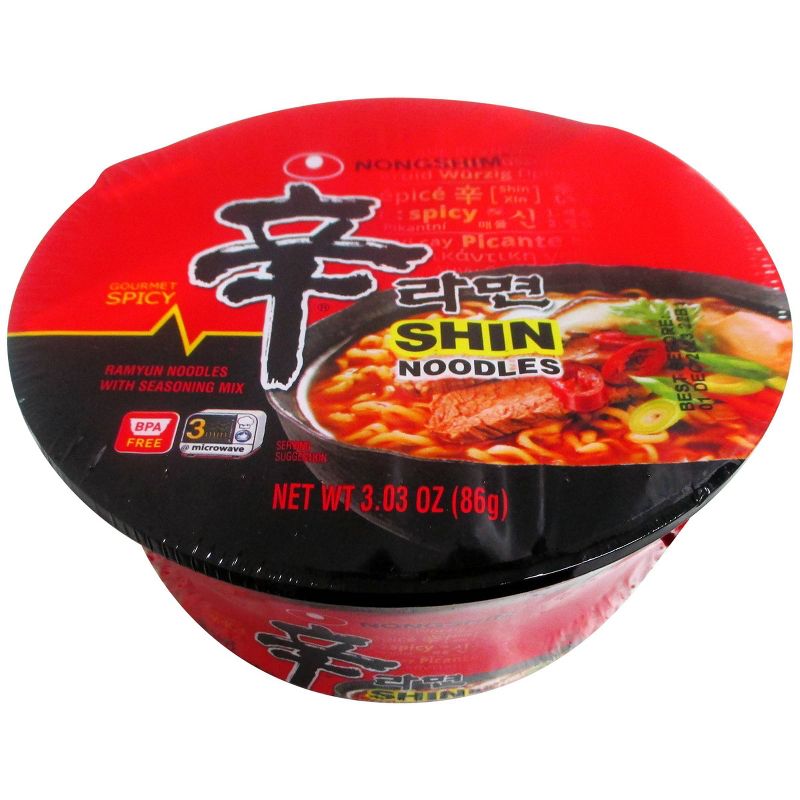 Nongshim Spicy Shin Soup Microwavable Noodle Bowl - 3.03oz, 1 of 5