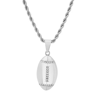 Steeltime 24" Men's stainless steel american football simulated diamonds pendant - 1 of 4