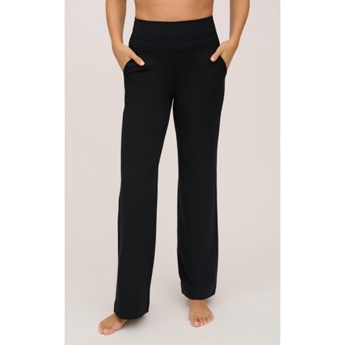 Ladies MPG Performance Nouveau Wide Leg Yoga Pant in Black