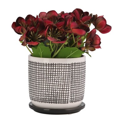 VisioGear Mesh Design Planter with Saucer, Plant Pots for Living Room, Bedroom, Gray, 6"*6"*6"