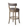HomeRoots 31" Gray and Cool Gray Faux Leather and Solid Wood Low Back Bar Height Swivel Bar Chair - 4 of 4