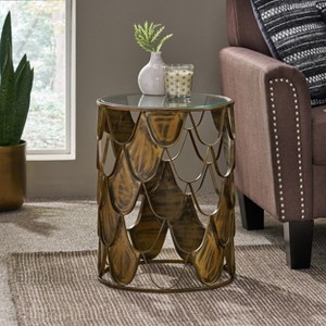Christopher Knight Home Boylan Glass and Metal Side Table with Fish Scale Design - 1 of 4