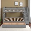 Twin Over Twin Stairway Bunk Bed with Storage Drawers and Shelves, Convertible into Two Twin Beds, White Pine Wood Frame - 4 of 4