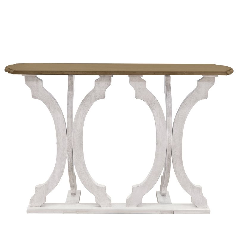 Galano Doynton 45.9 in. Spray Paint Oval Solid Wood Console Table in White and Oak, White, Oak, 3 of 12