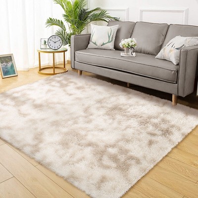 Shaggy Area Rug Super Soft Fluffy Plush Carpet, 6' x 9' Tie-Dye Brown ...
