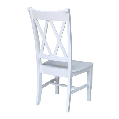 White High Cross Back Wood Side Chair Set