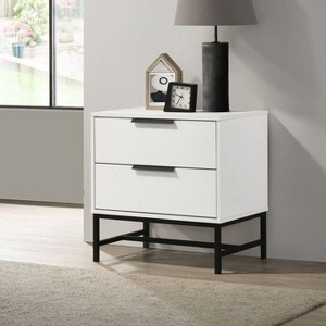 PAGED High Gloss Nightstand Modern Side Table with 2 Storage Drawers and Metal Handles, Bedside Cabinet for Bedroom, Living Room - 1 of 4