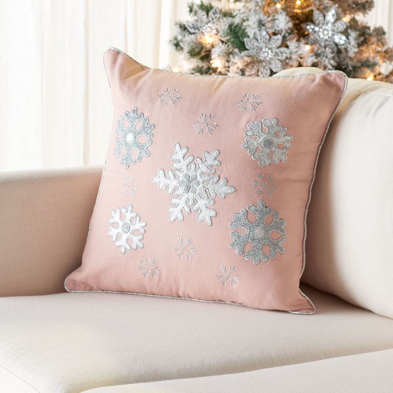 Sunderland Snowflake Pillow - Blush Pink - 18"x18" - Safavieh., 2 of 6