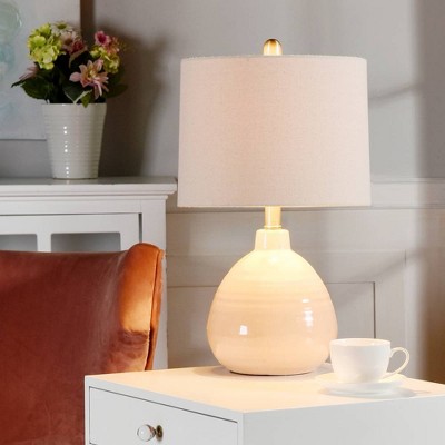 Cameron Ceramic Jug Lamp Orange Mist Finish - StyleCraft: Bohemian Style, Linen Shade, UL Listed, E26 Socket