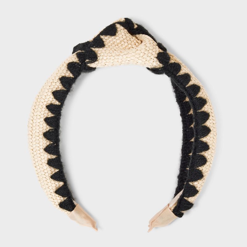 Top Knot Raffia Headband - Universal Thread&#8482; Tan/Black, 1 of 5
