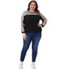 Agnes Orinda Women's Plus Size Texture Lightweight Waffle Boho Color Block Crew Neck Long Sleeve Casual Blouse - 3 of 4