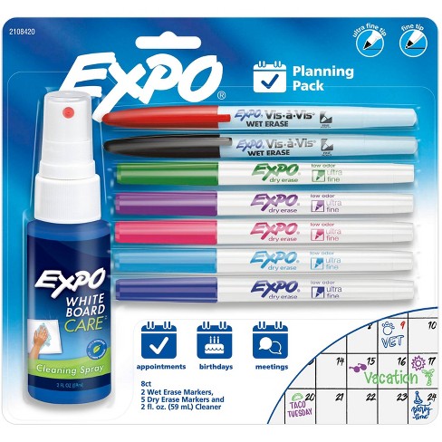 Expo 8pk Wet & Dry Erase Marker Starter Set With Cleaner & Fine