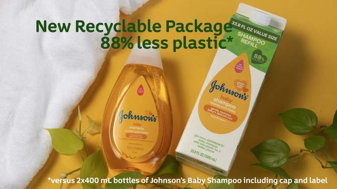 Johnson&#39;s Head-To-Toe Baby Bath Wash &#38; Shampoo For Sensitive Skin - Refill Carton - 33.8 fl oz, 2 of 10, play video