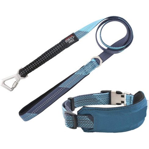 Pet Life Geo-prene 2-in-1 Shock Absorbing Neoprene Padded Reflective Dog  Leash And Collar Blue : Target