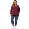 Agnes Orinda Women's Plus Size Waffle Lace Patchwork Long Sleeve V Neck Casual Flowy Blouse - 3 of 4