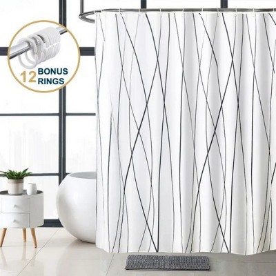LunaLulinlk Weighted-Hem Fabric Bathroom Curtain