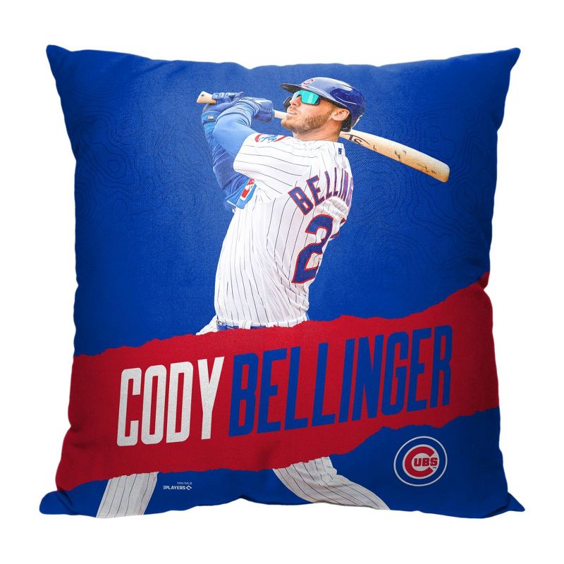 18&#34;x18&#34; MLB Chicago Cubs 23 Cody Bellinger Player Printed Throw Decorative Pillow, 1 of 6