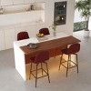 Modern Black Kitchen Island Dining Table with LED Lights and 2 Brown Bar Stools, Faux Marble Counter Height Set for Eat-in Kitchen-3irtyhousy - 2 of 4