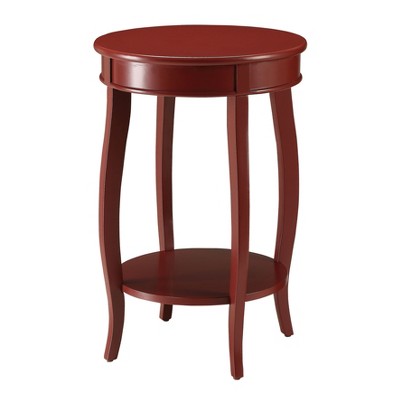 Vynxaria Teal Round Side Table: Wooden Top with Bottom Shelf, Sturdy Cabriole Legs for Living Room Decor
