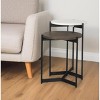 HomeRoots Set of Two Dark Brown and Black Marble Solid Wood and Metal Round Nested Tables - 2 of 4