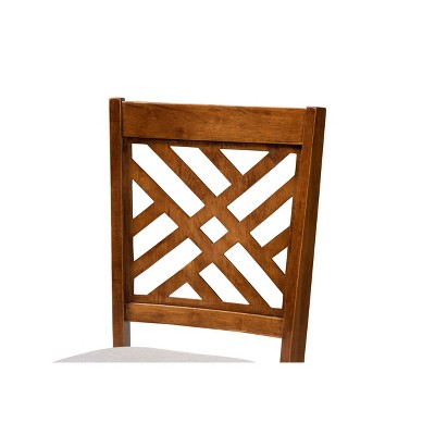 Caron Contemporary Grey Fabric and Walnut Wood Dining Chair Set