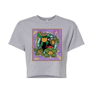 Women's - Teenage Mutant Ninja Turtles Mutant Mayhem - Mini Badge Cropped Graphic T-Shirt - 1 of 4