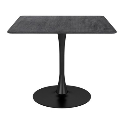 Black Square Wood and Metal Pedestal Dining Table