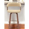 HomeRoots 26" Cream And Wood Brown Faux Leather Swivel Counter Height Bar Chair - 2 of 4